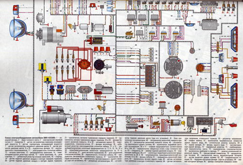 Схема электрооборудования зил 433360 цветная с описанием